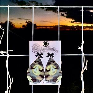 Moon and Star Teardrop Earrings